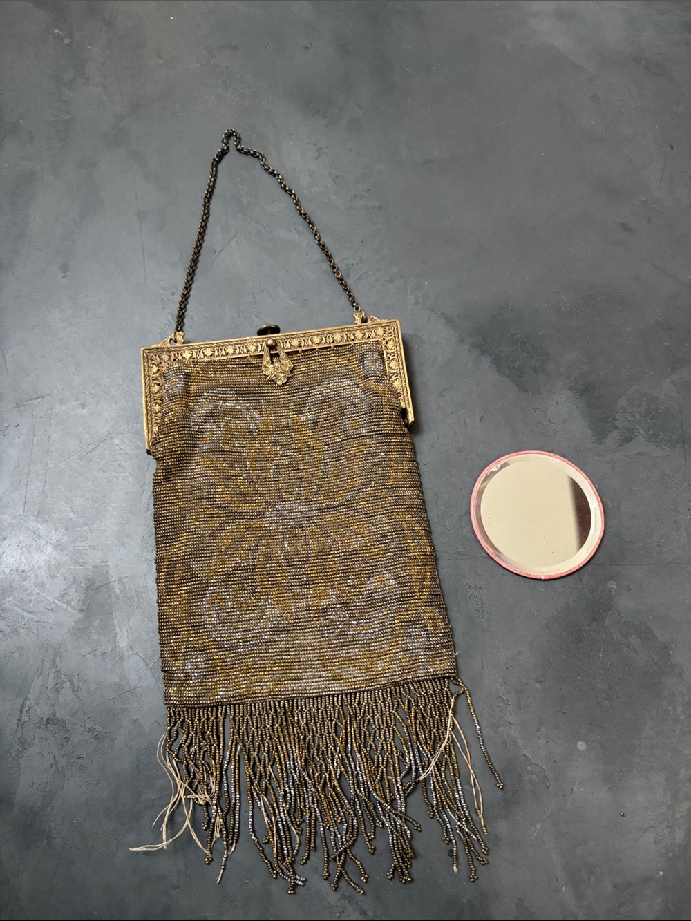 Vintage French Steel Beaded Deco Handbag